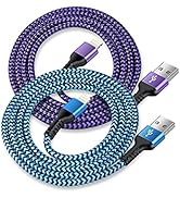 USB A to Lightning Cord, 2Pack/3Ft Nylon Braided iPhone Charger Cable, Apple Approved Fast Chargi...