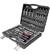 Mechanics Tool Set Metric, 95PCS 1/2" &amp; 1/4" Drive Impact Socket Set with Ratchet Handle, Deep &amp; ...
