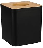 Sumnacon Square Tissue Box Cover - Farmhouse Cube Tissue Box Holder with Bamboo Lid Plate, Boho W...