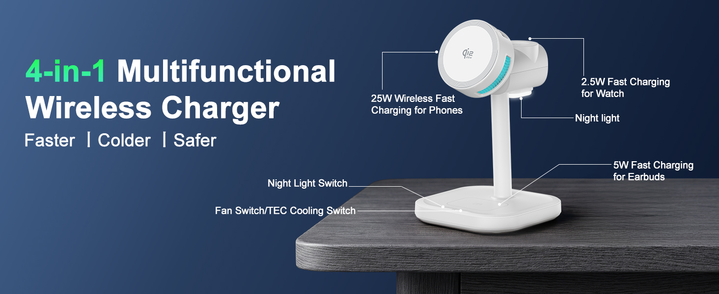 4-IN-1 Multifunctional Wireless Charger Faster | Colder | Safer