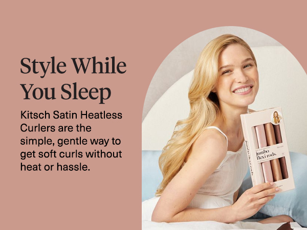 Kitsch Satin Hair Curlers, Heatless Curling Rod - Jumbo Flexi Rod,