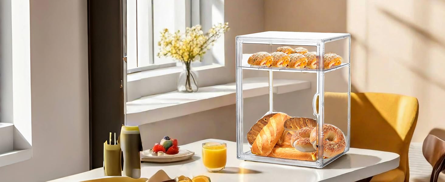bread box for kitchen countertop storage container pastry display case 
