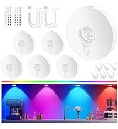 Rechargeable Puck Lights with Remote, 6 Pack Magnetic Under Cabinet Lighting, 1500mAh Battery Ope...