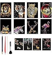 Georgie Porgy Scratch Paper Art A4 Set for Kids Adults Magic Rainbow Scratch Postcards Boards for...