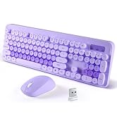 LAMA Colorful Wireless Keyboard and Mouse Combo, Full-Sized Bluetooth Round Keyboard, Adjustable ...