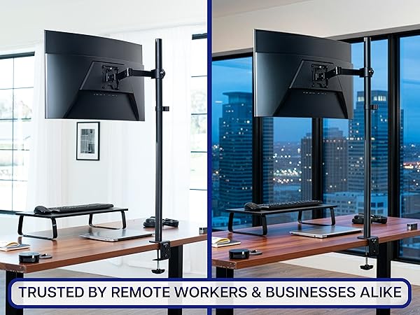 tall monitor mount adjustable desk stand clamp grommet tilt swivel rotate ergonomic setup
