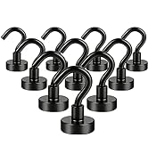 DIYMAG Black Magnetic Hooks, 25Lbs Strong Rare Earth Neodymium Magnet Hooks with Nickel Coating f...