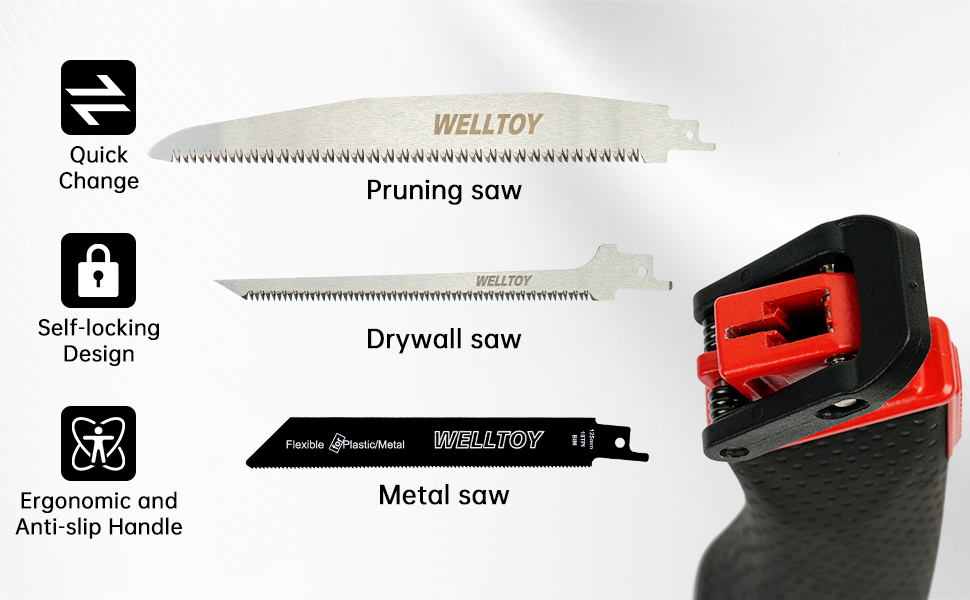 Includes pruning saw blade,drywall saw blade,metal saw blade