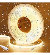 GOMING 24V COB LED Strip Light Warm White 3000K 5M/16.4ft 2400LEDs Waterproof IP65 Uniform Glow C...
