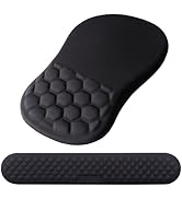Mouse Pad Wrist Support, Laokiiy 2 in1 Keyboard Wrist Rest+ Ergonomic Mouse Pad, Non-Slip Wrist R...