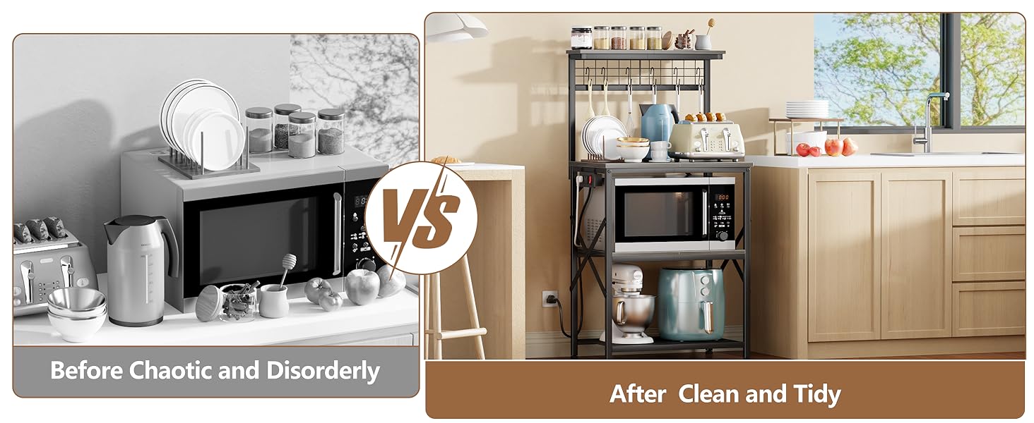 Kitchen Bakers Rack with More Storage Spaces