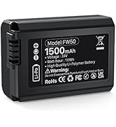 WAVYPO Upgraded NP-FW50 Battery Replacement for Sony ZV-E10, Alpha a5100 a6000 a6300 a6400 a6500 ...