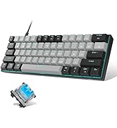 MageGee 60% Mechanical Keyboard, Gaming Keyboard with Blue Switches and Sea Blue Backlit Small Co...