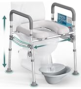 HOMLAND Raised Toilet Seat with Handles, FSA HSA Eligible 500lb Toilet Seat Riser for Seniors wit...