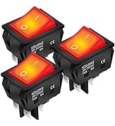 DaierTek 30A 250V KCD2 KCD4 Rocker Switch DPST 4 Pin Red Lighted 120V Rocker Toggle Switch ON Off...