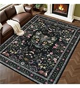 6x9 Area Rugs Living Room Rug: Vintage Washable Rug Floral Soft Carpet Indoor Floor Non-Slip Boho...