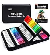 Permanent Markers, 48 Colors Fine Point Permanent Marker Assorted Colors with Travel Case, Ideal ...