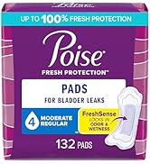 Poise Incontinence Pads &amp; Postpartum Incontinence Pads, 4 Drop Moderate Absorbency, Regular Lengt...