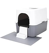 RIZZARI Cat Litter Box with Lid, Increased Entrance Height, Top Entry Enclosed Litter Box with Do...