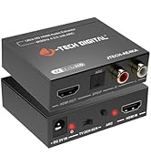 J-Tech Digital HDMI Audio Extractor 4K 60Hz &amp; ARC Support, HDMI to RCA Optical Compatible with Do...