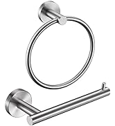 Brushed Nickel Toilet Paper Holder, Towel Ring Set 2 Pieces Hand Towel Holder for Bathroom Hardwa...