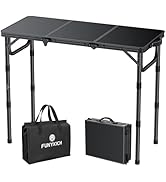FUNYKICH 3ft Camping Folding Table with 3 Adjustable Height, Portable Small Folding Tables 34.2''...