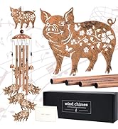 LIRAVENO Pig Decor Wind Chimes - Metal Animal Windchimes with Card Outside Indoor Decoration for ...