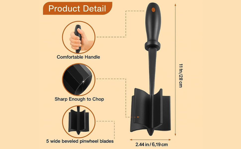 black manual meat chopper tool for ground beef turkey and chicken