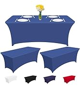 CXPSINC 3 Pack Fitted Spandex Table Covers 6 Foot Stretch Tablecloths Washable and Wrinkle Resist...