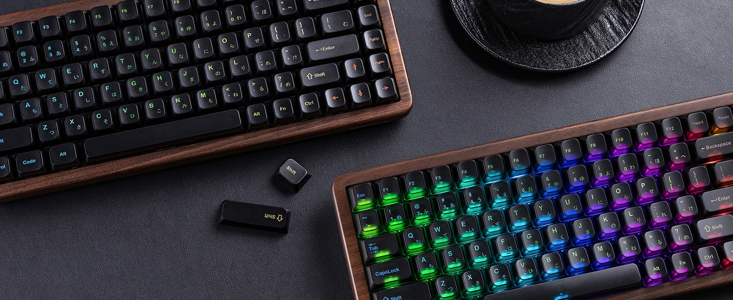 Womier Frosted Jelly Keycaps, Clear Shine Through Keycaps Mechanical Keyboard Caps