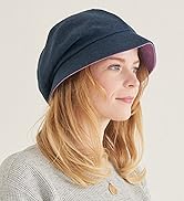 CHARM Women Cotton Sun Hat - Organic Summer Bucket Reversible Chemo Cap Foldable