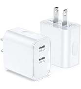 2Pack iPhone 15 Charge Block, Dual USB C Fast iPhone Charger Block, 2-Port USB-C Power Adapter Wa...