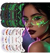 Glow Dark Halloween Face Tattoos 6 Sheets Scary Freckle Stickers | Luminous temporary face sticke...