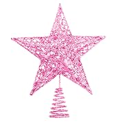 URATOT Glittered Christmas Tree Topper Metal Christmas Treetop Hallow Wire Star Topper for Christ...