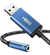 MillSO USB to 3.5mm Jack Audio Adapter - Durable Braided/Smart Chip TRRS 3.5mm Aux to USB Externa...
