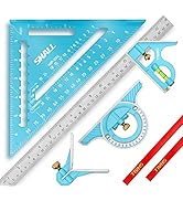 SHALL Rafter Square &amp; Combination Square Tool Set, 7 Inch Aluminium-Alloy Carpenter Square &amp; 16 I...