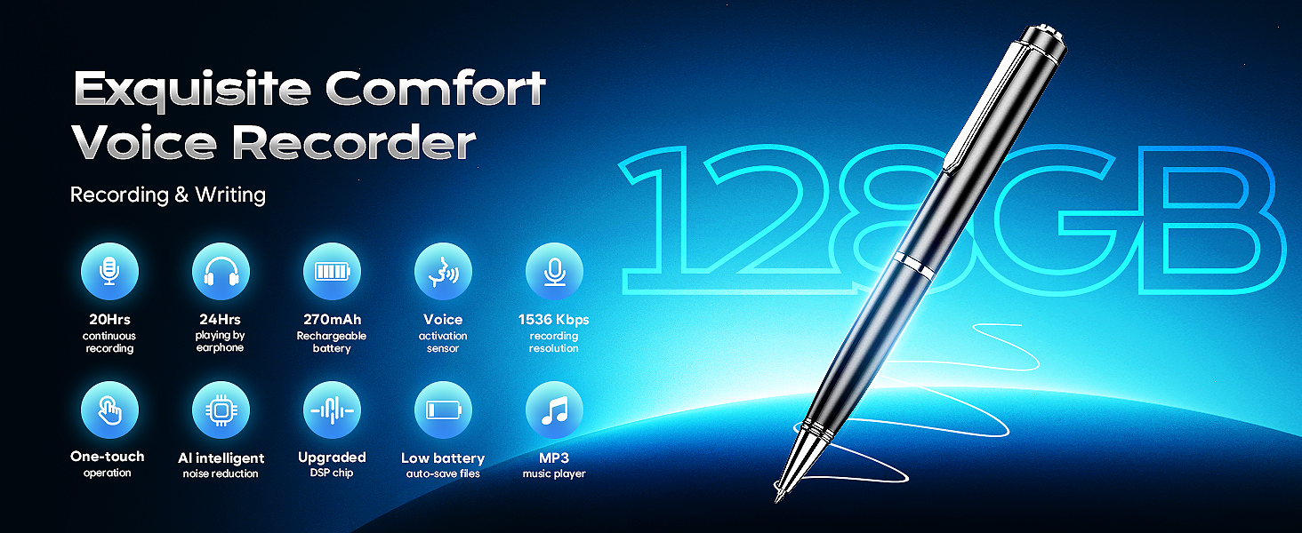 128GB Digital Voice Recorder