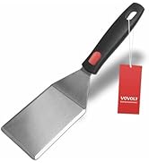 Small Spatula for Cast Iron Skillets, Full Tang silicone Handle, Heat Resistant, Commercial Grade...