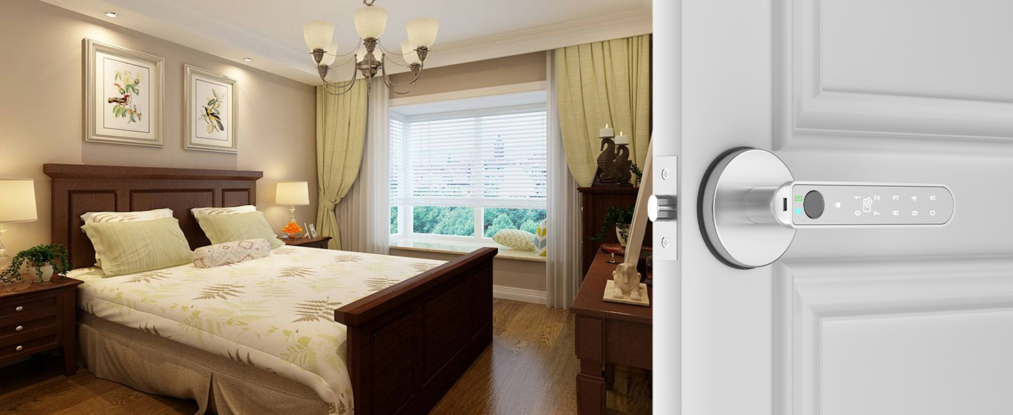 Bedroom Door Lock with keypad Silver