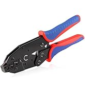 HKS Crimping Tool for Sleeves Ferrule Terminals &amp; Pin Cord End- Ratcheting Wire Crimpers - AWG 10...