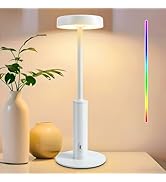 Wowag Cordless Table Lamp,Portable Rechargeable Battery Desk lamp,3 CCT &amp; 7 RGB Color Changing Di...
