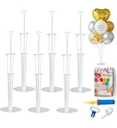6 Sets Balloon Stand Kit,Balloon Sticks Holder with Manual Balloon Pump for Table Birthday Gender...