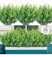 AGIRL 24 Bundles Fake Plants Greenery Stems,Artificial Plants for Outdoor,No Fade Faux Plastic Pl...