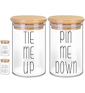 Funny Glass Apothecary Jars with Lids for Bathroom Storage Organizer, 4 Pack Cotton Ball Q-Tip Ho...