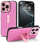 Jefonha for iPhone 16 Pro Max Case with Finger Hand Strap Kickstand, Trendy Cool Striped Phone Ca...