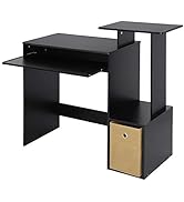 SUPER DEAL 39 Inch Small Home Office Computer Writing Desk with Keyboard Tray, Bin Drawer, Storag...