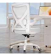 White Office Chair for Big and Tall People - 400lbs Wide Seat Computer Desk Chair Gaming Ergonomi...