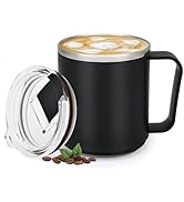 VOBAGA 15oz Stainless Steel Coffee Mug with Flat bottom and Handle, Work with Coffee Warmer for R...