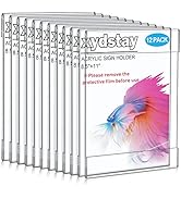 xydstay 12pack 8.5 X 11 Wall Mount Acrylic Sign Holder with 3M Tape, Clear Plastic Sign Holder, M...