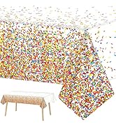 3 Pieces Confetti Sprinkles Birthday Tablecloth for Happy Birthday Decoration Plastic Disposable ...